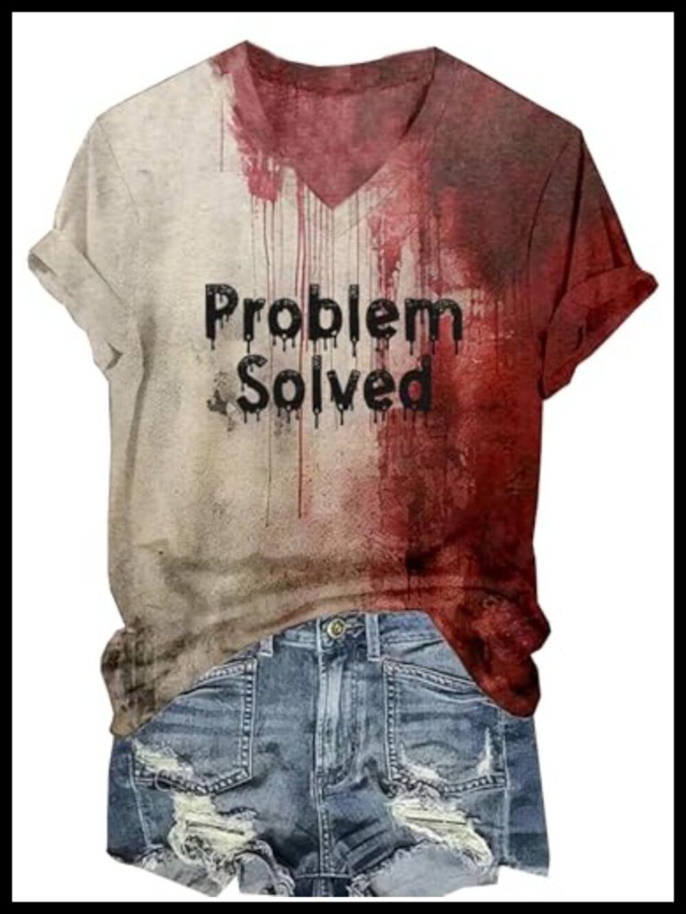 Blood Stain Halloween Graphic Tee Short Sleeve Crew Neck Women's Top
